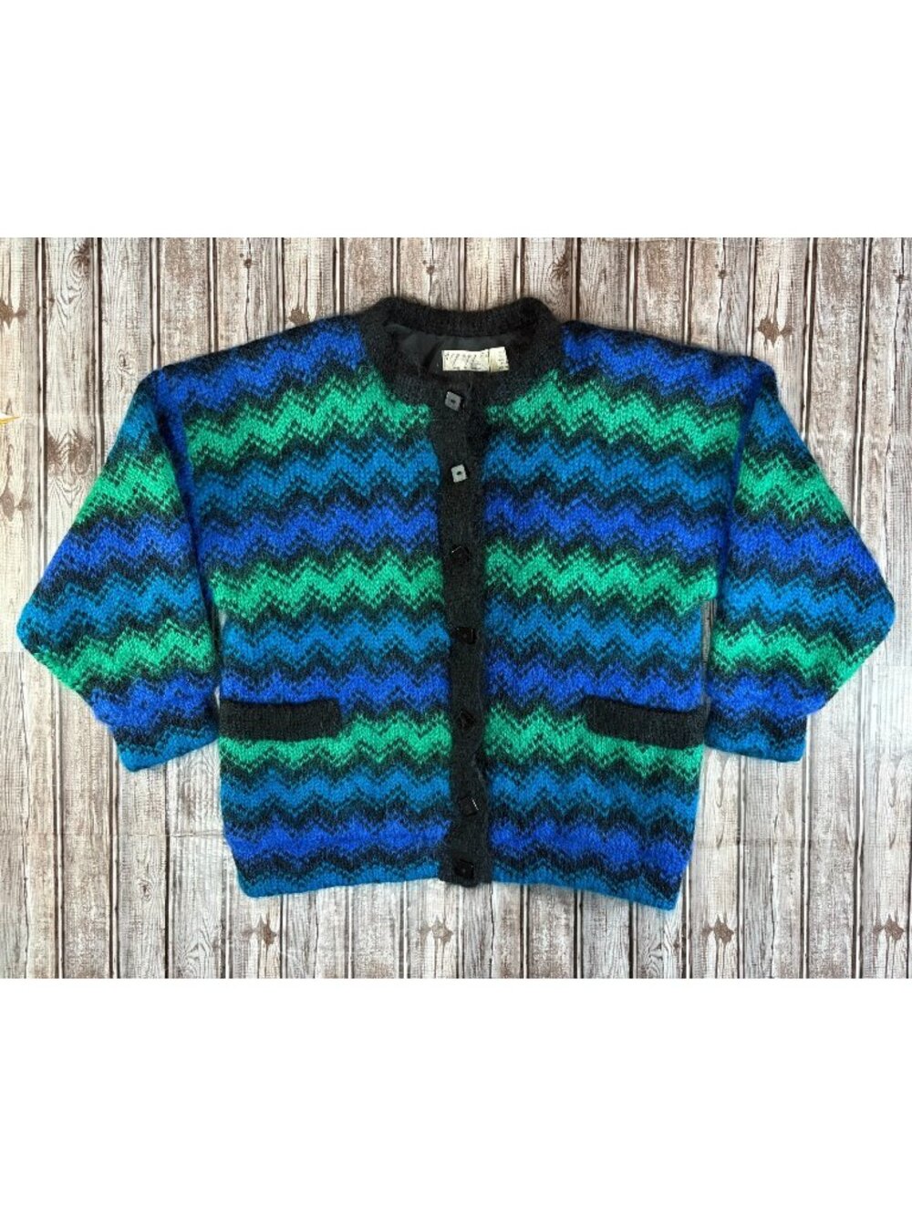 Arpeggio Wool Mohair Blend Cardigan Size Large made in England Vintage